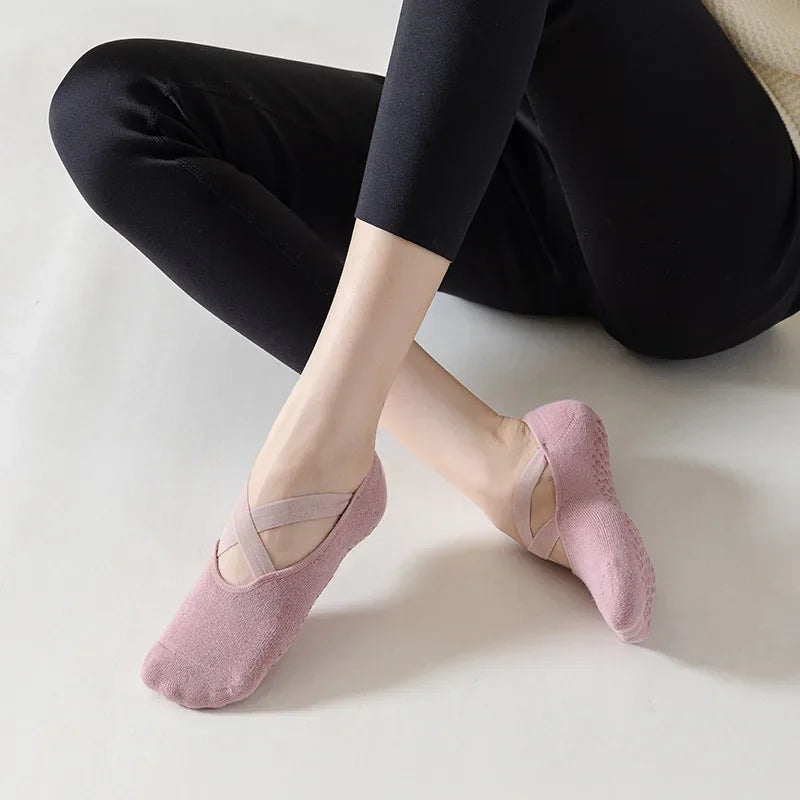 Pilates Socks with Straps - Medium Anti-Slip Socks