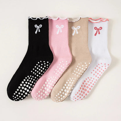 Bow Design Pilates Grip Socks