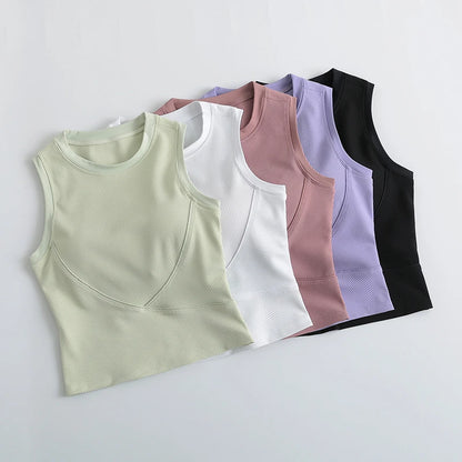 Racerback Crop Top with Built in Bra