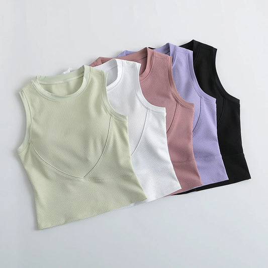 Racerback Crop Top with Built in Bra