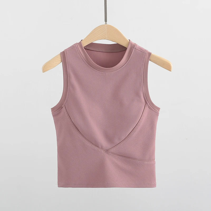 Racerback Crop Top with Built in Bra