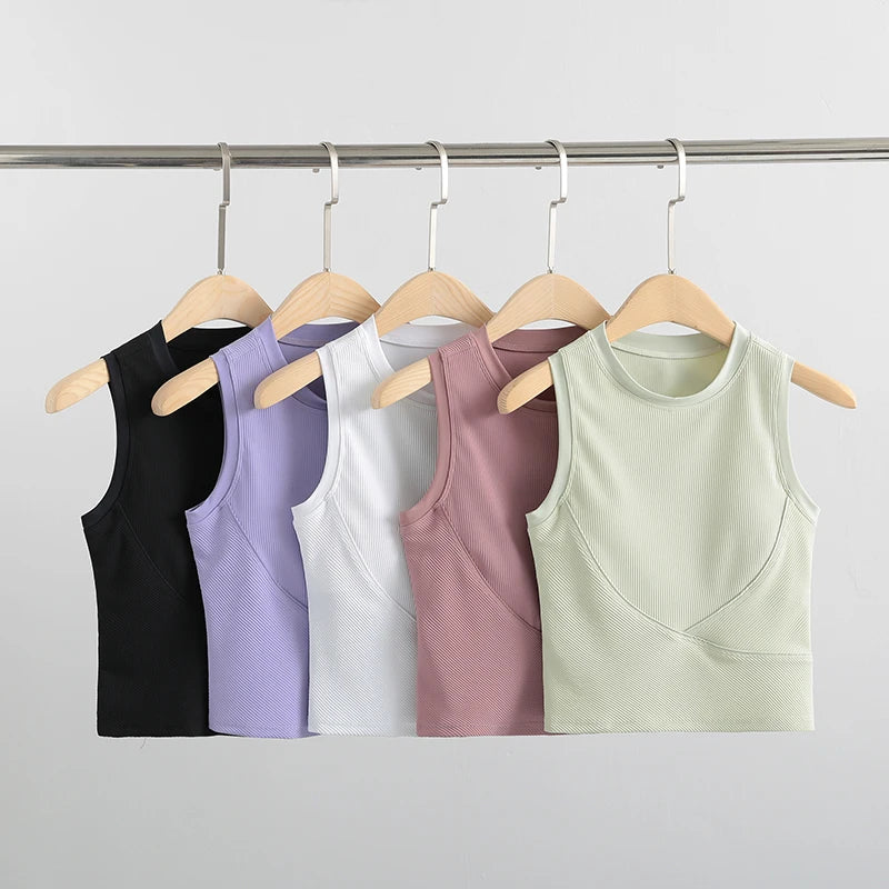 Racerback Crop Top with Built in Bra