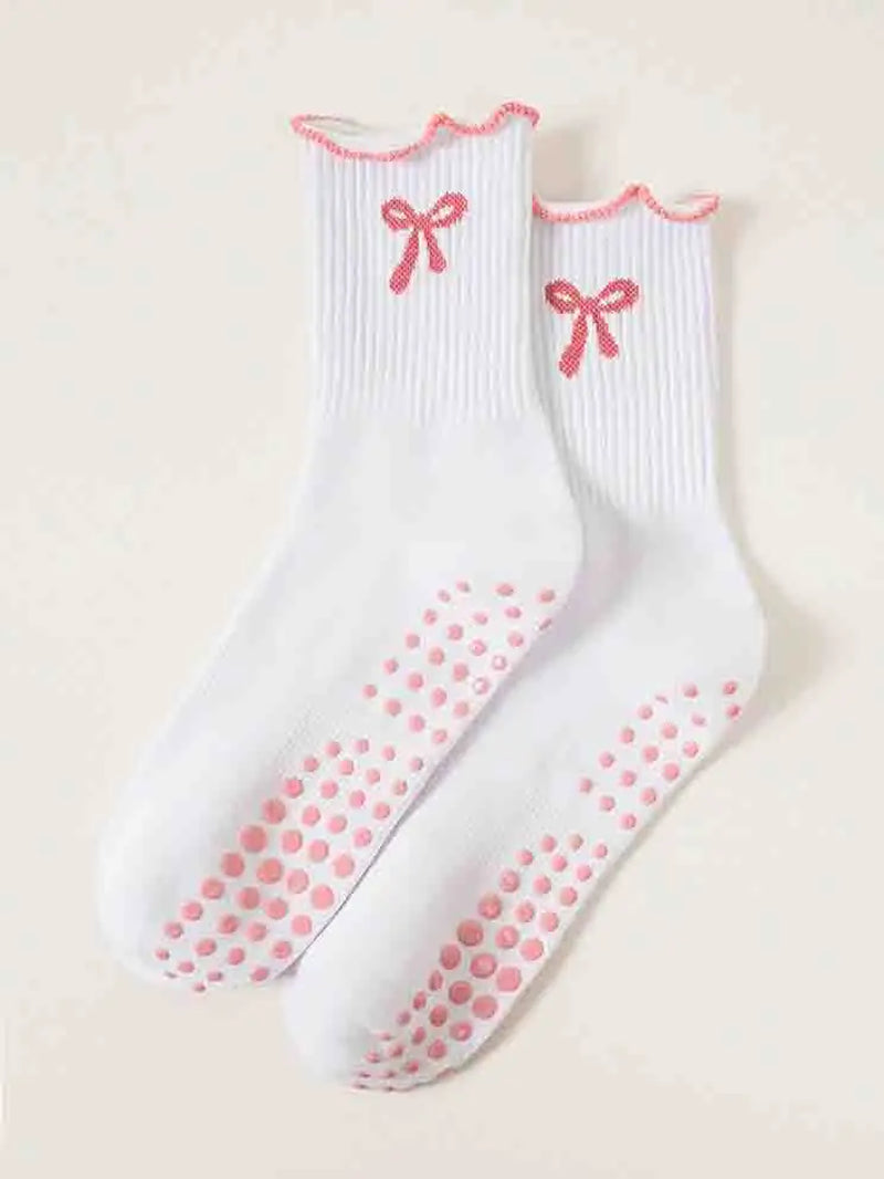  Bow Design Pilates Grip Socks